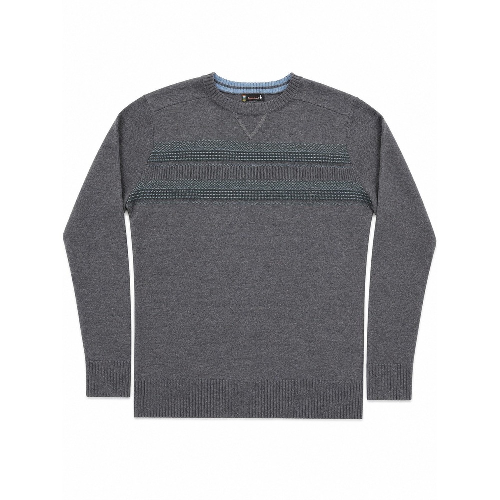 Smartwool Mens Large Gray Striped Wool Blend Crewneck Sweater RN116388